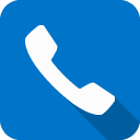 A white telephone icon on a solid blue background.