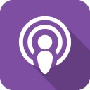 A white circular icon with concentric rings and a person-shaped symbol, set against a solid purple background.