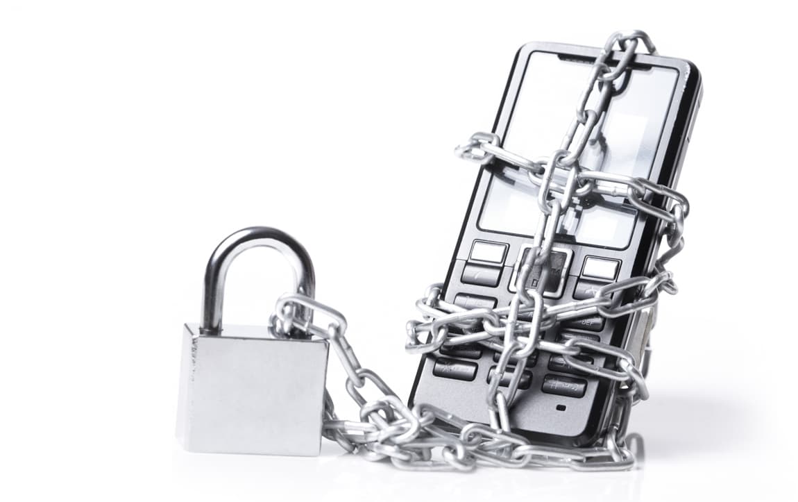 Image of a cell phone in chains