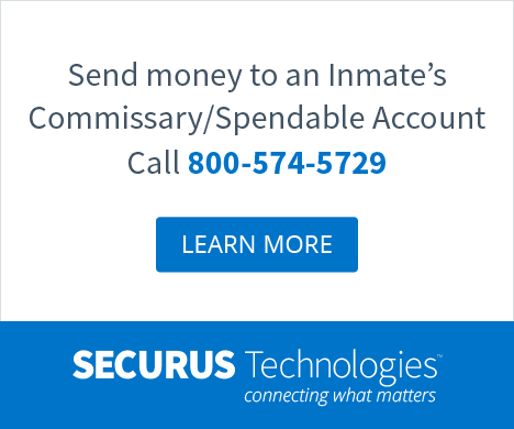 The image displays a call-to-action for sending money to an inmate's commissary or spendable account, providing a phone number and a "Learn More" button.