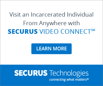 The image advertises Securus Video Connect, a service that allows visiting an incarcerated individual from anywhere using video technology.